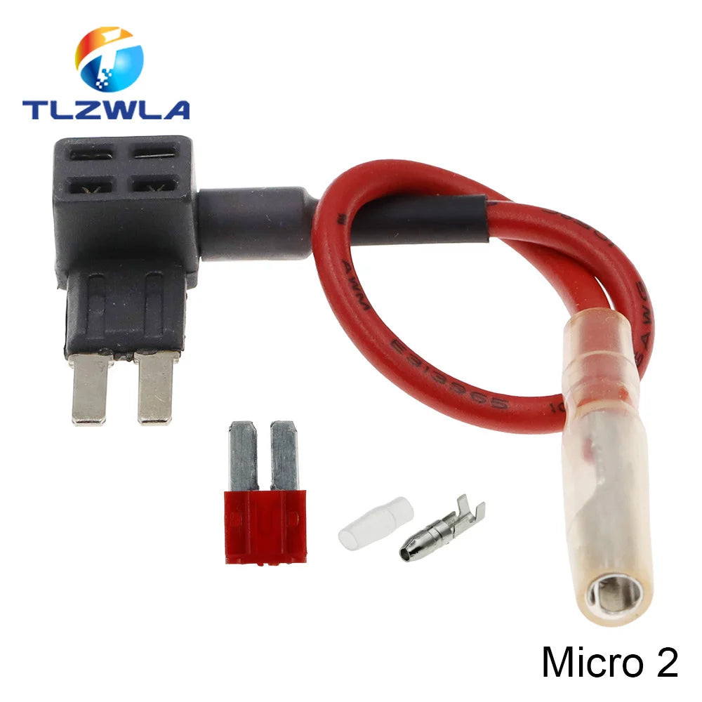 12V MINI SMALL MEDIUM Size Car Fuse Holder Add-a-circuit TAP Adapter with 10A Micro Mini Standard ATM Blade Fuse