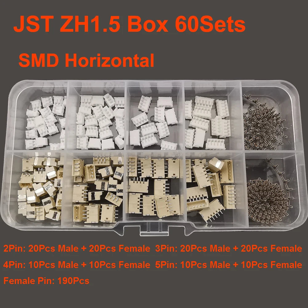 19 Type JST Box SH1.0/MX1.25/PH2.0/XH2.54/VH3.96/SM2.54/SYP Pitch Connector Terminal Kit  SMD/Straight/Right Angle Type DIY