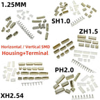 10sets Sh1.0 Jst1.25 Ph2.0 Xh2.54 Sh/jst/zh/ph/xh Horizontal / Vertical Smd Pin Header + Housing + Terminal Set 2.54mm