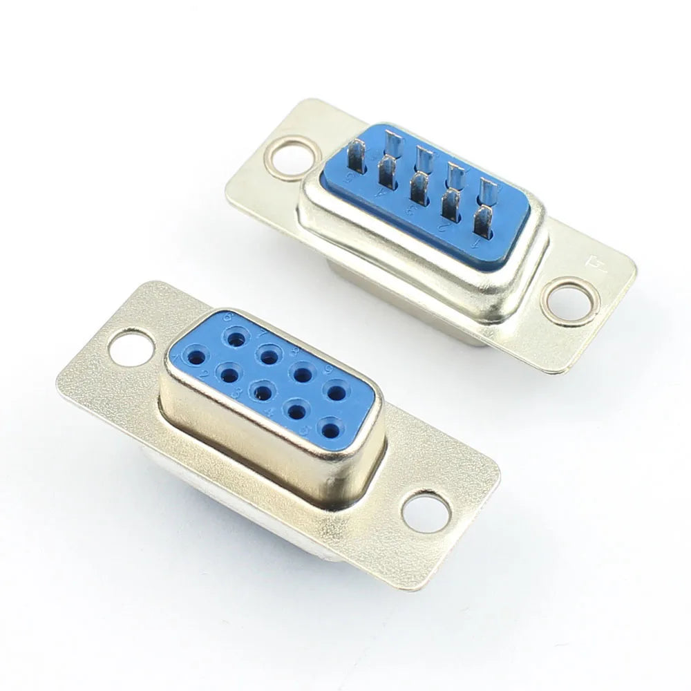10pcs D-SUB 9 Pin Male Female Standard Solder Type 9P Connector DIP Mount Serial Port Adapter 2 Rows DB9