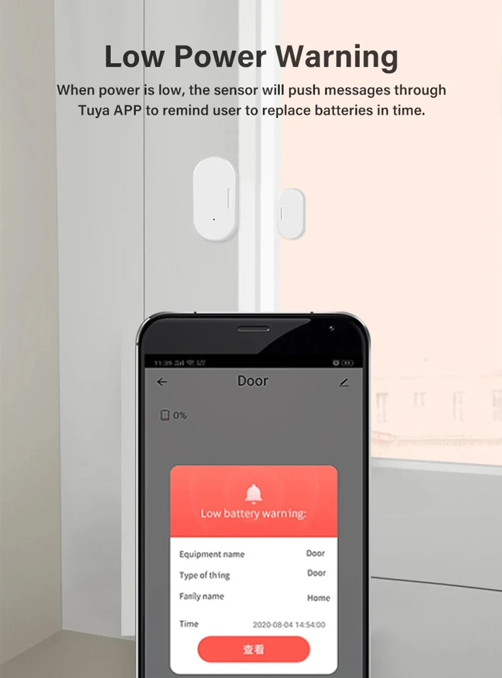 Tuya Zigbee 3.0 Smart Door Sensor Magnetic Window Entry Security Alarm for Z2M Smart Life Alexa Google Home for Home Security