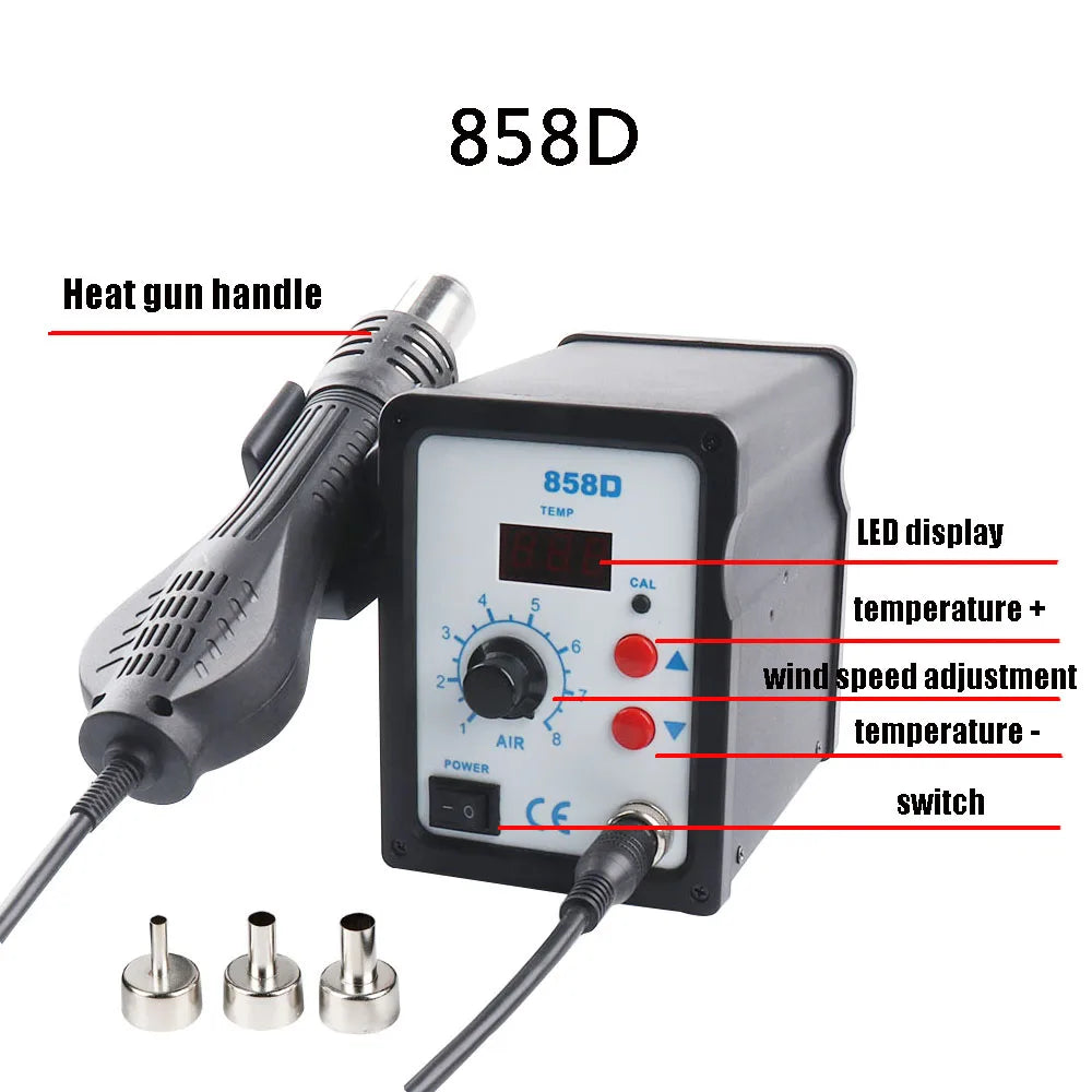 Hot Air Gun 858D BGA Rework Solder Station Blower Hair Dryer Hairdryer Soldering Heat Gun For SMD SMT Welding Repair