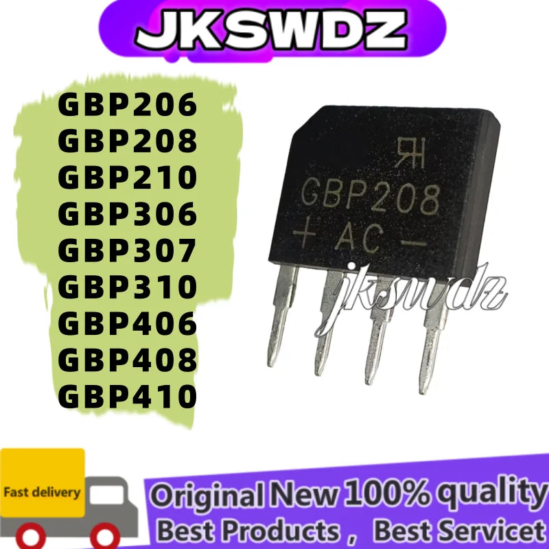 10PCS 100% NEW GBP206 GBP208 GBP210 GBP306 GBP307 GBP310 GBP406 GBP408 GBP410 DIP-4 standard single-phase bridge rectifiers