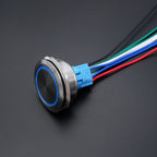40mm Metal Push Button Switch Power LED Light Waterproof Reset Self-locking Latching Start Stop Switch On Off 2NO2NC With Wire