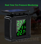 Extractme Tire Pressure Monitoring System Colorful Display Wireless TPMS Motorcycle Solar Charge Tyre Temperature Alarm Sensor