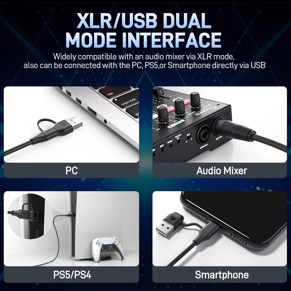 MAONO PD200X XLR/USB Dynamic Microphone for PC RGB Gaming Streaming Microphone with MAONO Link Software Mute Gain Knob Volume Control and Headphone Jack for Streaming Podcasting Recording Gaming Video
