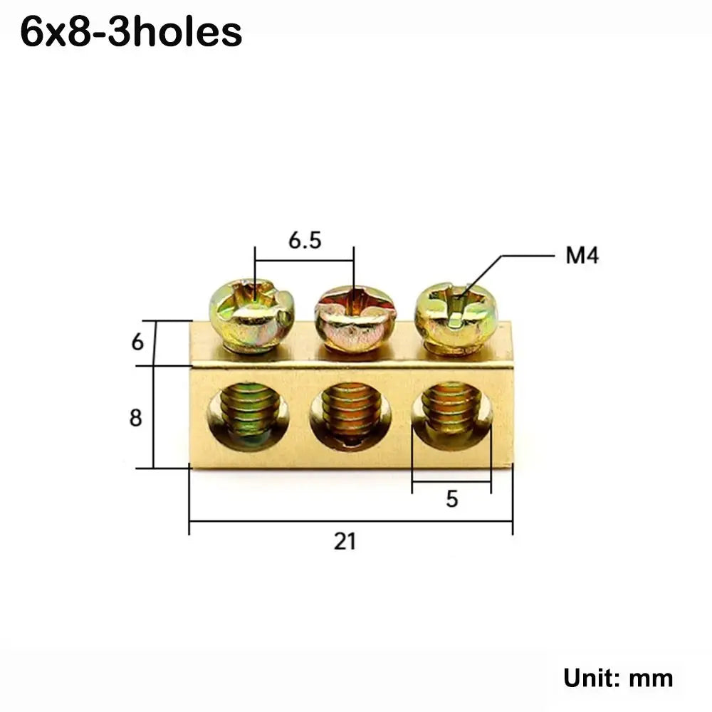 Copper Wire Connector Multi-specification With Hole Screw Brass Connection Row Zero Ground Terminal Electrical