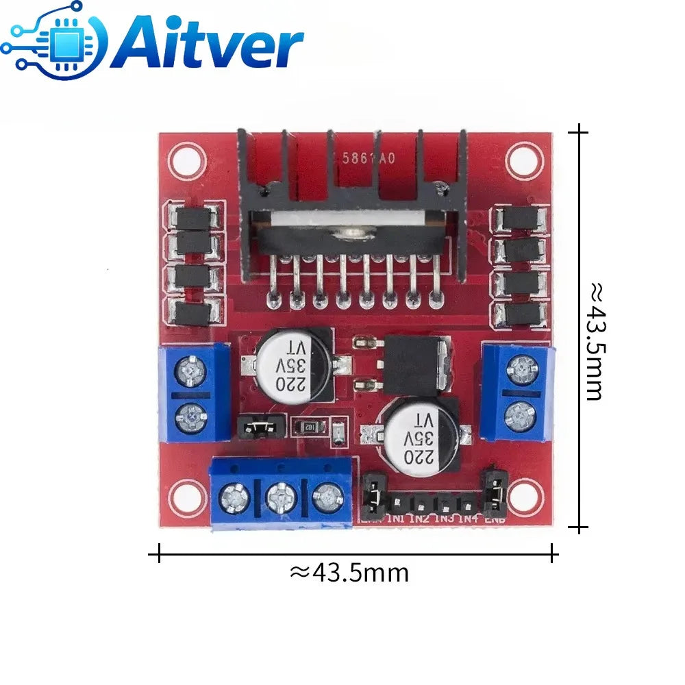 L298N Dual H‑Bridge Motor Driver Module DC/Stepper Motor Controller Board for Arduino,ESP32,Robot Car,DIY Electronics