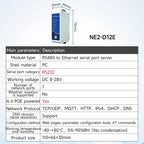 RS485/RS232/RS422 to Ethernet Serial Server DC8-28V Modbus TCP to RTU MQTT Two-Way Socket Link CDEBYTE AT Command