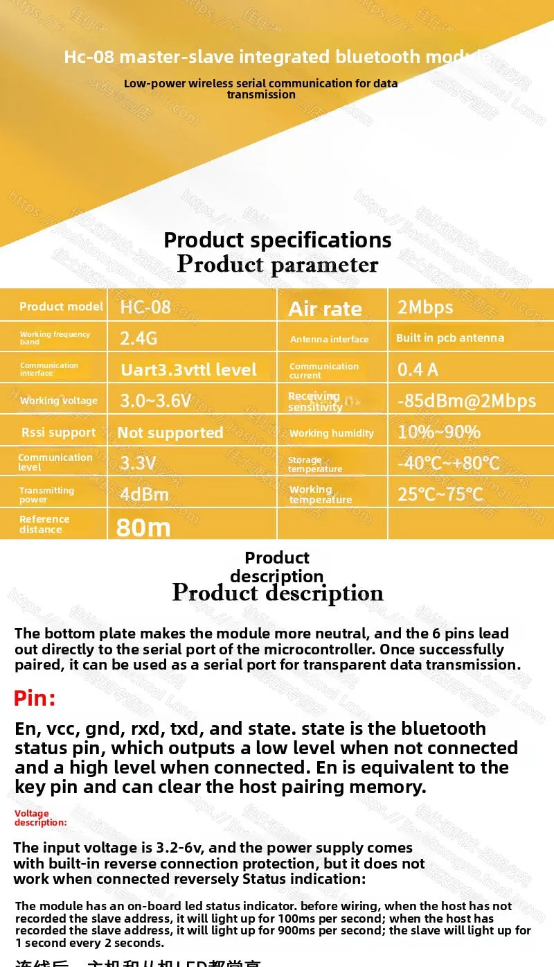 HC-08 Bluetooth Module BLE4.0 Master Slave CC2540 Wireless Serial Low Power Data Transmission