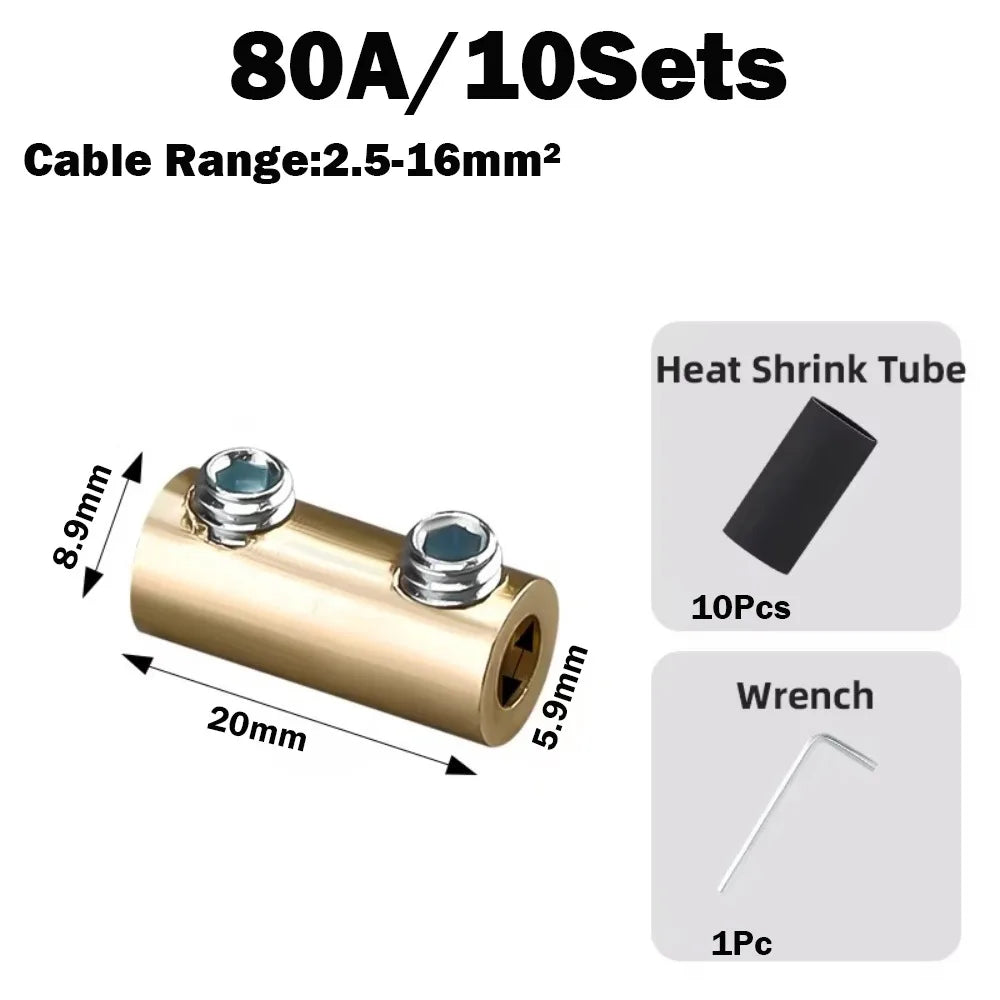 With Heat Shrink Tubing Brass Terminal Block High Current Waterproof High Power Splitter Pressure Free Fast Connector Electrical