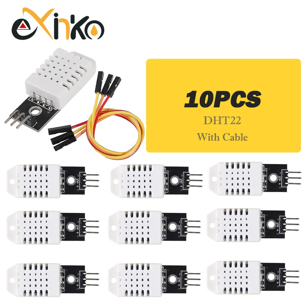 10pcs Digital Temperature and Humidity Sensor DHT22 AM2302 Module+PCB with Cable For Arduino