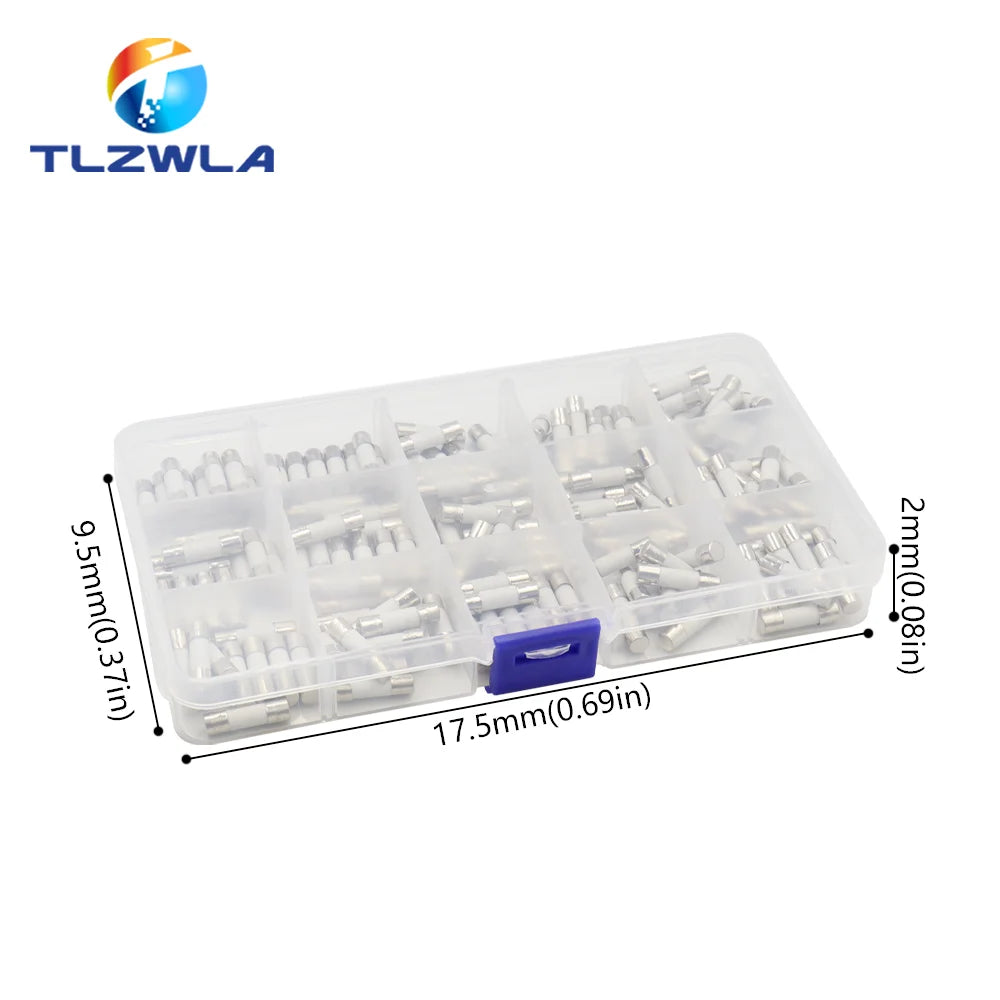 15Kinds 150PCS 5X20MM Fast-blow Glass Tube Fuses Car Ceramic Fuse Tube Assorted Kit 5*20 with Box fusiveis 0.1A-30A Household
