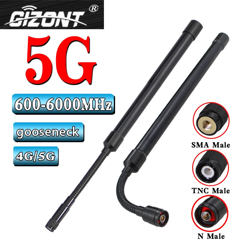 5G Gooseneck Antenna 600-6000MHz 4G 5G LTE 2.4G 5.8G UWB Omnidirectional WIFI Router External Remote Antenna SMA TNC N Male Head