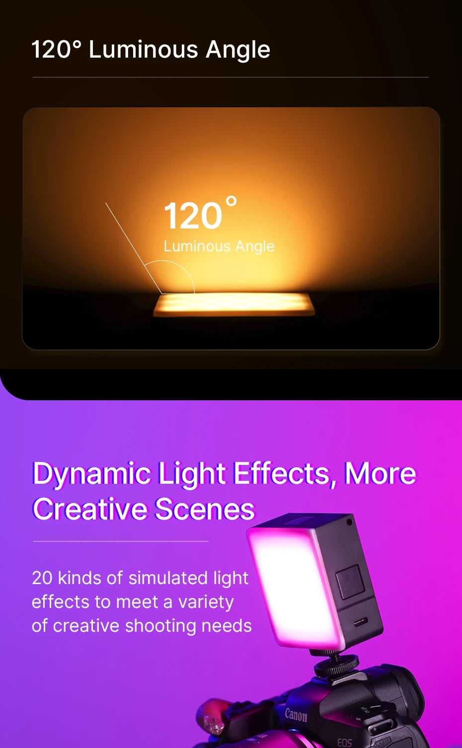Ulanzi VL49 RGB PRO Full Color LED Video Light 2500K-9000K Camera Light for Photopraphy with Honeycomb Diffuser