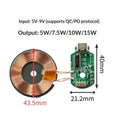 1Pcs Standard Wireless Charging TYPE-C MICRO-USB 5V 9V 15W Wireless Charger Module Transmitter PCBA Circuit Board Coil