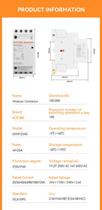 ETEK Modular Contactor Din Rail Automatic 2P 4P 230V Single-phase Three-phase 16A/20A/25A/40A/63A  EKMF