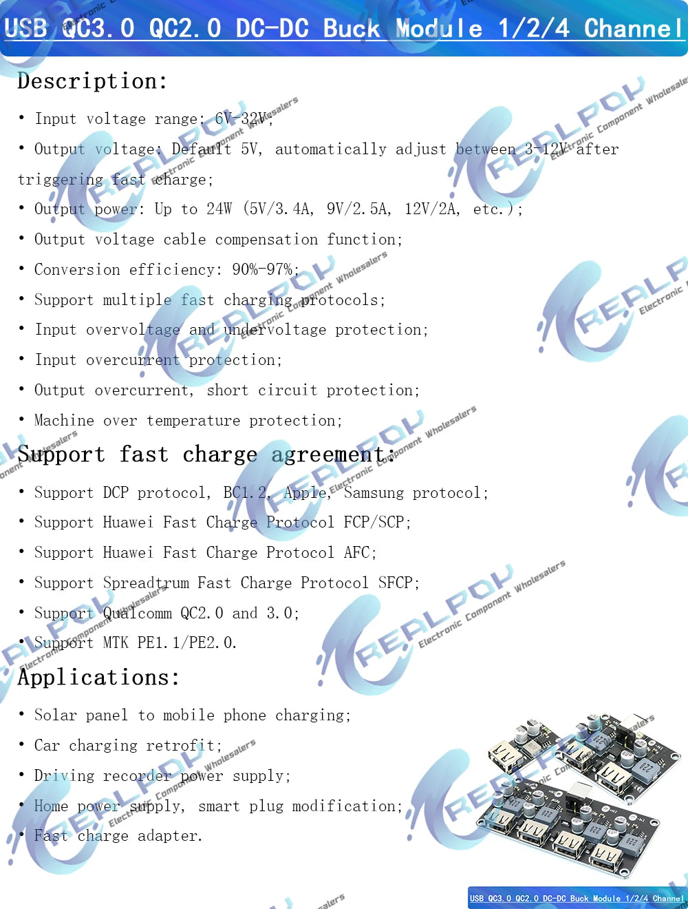 QC3.0 QC2.0 USB DC-DC Buck Converter Charging Step Down Module 6-32V 9V 12V 24V to Fast Quick Charger Circuit Board 3V 5V 12V
