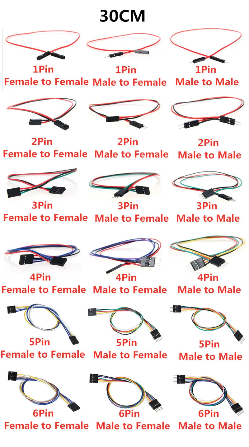 10PCS 2.54MM Pitch Wire Dupont Line Female to Female 1P2 3 4 5 6 Pin Dupont Cable Connector JUMPER Cable Wire for PCB 3D Printer