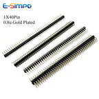 10/20Pcs 0.8u Gold Plated 40 Pin 1x40 Single Double Row Male 2.54 Breakable Pin Header Connector Strip For Arduino Black