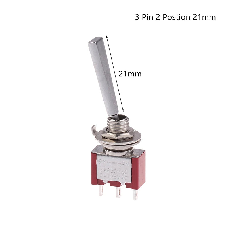 Toggle Switch 3Pin 3/2 Position Self-locking/Self-resetting ON OFF ON DPDT SPST DPST 5A 125VAC 2A 250VAC Latching Flat Handle