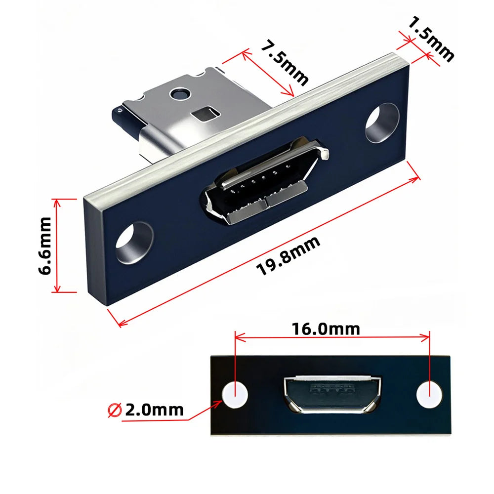 5pcs/set DIY OEM Micro-USB 5Pin Female Type-B Socket Connector Panel Mount Type with PC Board USB 2.0 Pinout