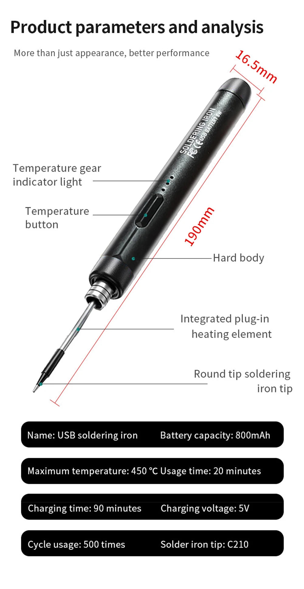 Multifunctional USB Digital Electric Soldering Iron Set Kit Intelligent 300-450℃ Temperature Adjustable Solder Iron Welding Tool