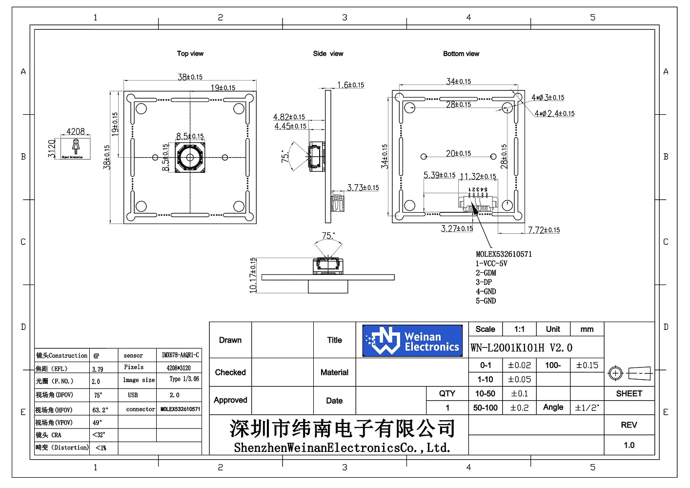 13MP Autofocus USB Camera Module with IMX298 Image Sensor Plug and Play for Linux, Android, Windows