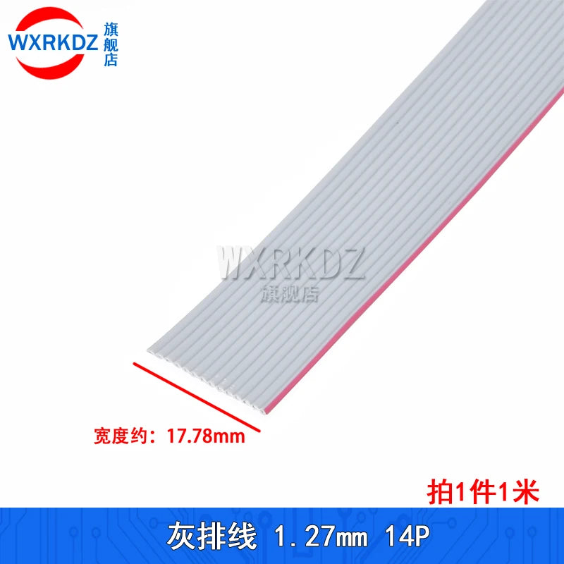 1Meter Gray Flat Ribbon Cable 1.27mm Pitch FC Data Wire Line 6/8/10/12/14/20/24/26/30/34P 40P 50 60 64P AWG28 300V For DIY
