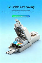 Reusable Toolless RJ45 Connector Cat7 FTP Shielded Metal Plug 22AWG 24AWG 26AWG 10Gbps High Speed Ethernet Terminator