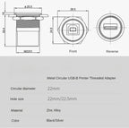1PCS 22mmc Metal Round D-type Module B-USB USB-B B-A Printing Adapter Cabinet Fast