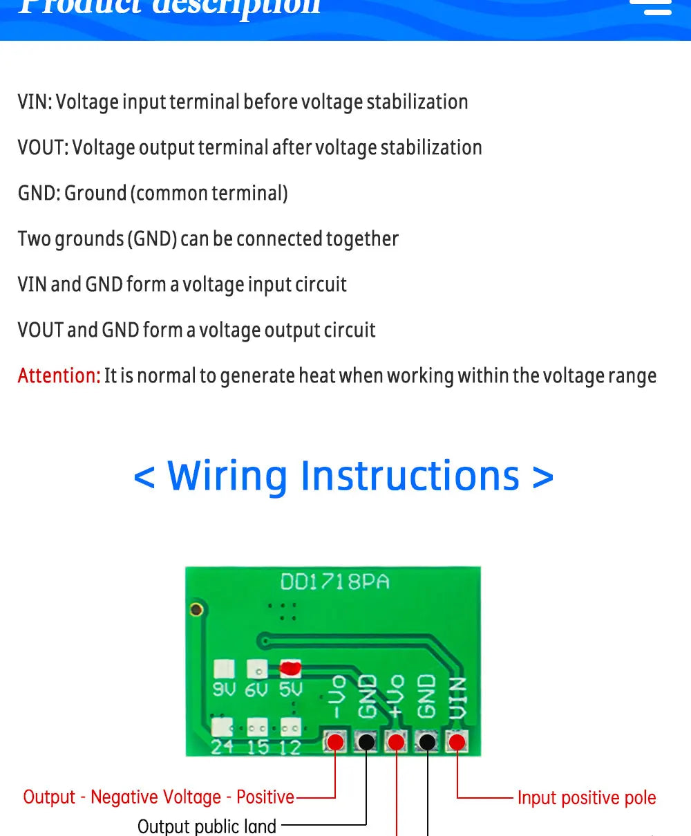 DD1718PA ± 5V 6V 9V 12V 15V 24V Positive & Negative Dual Output Power Supply DC Step-up Boost Converter Module