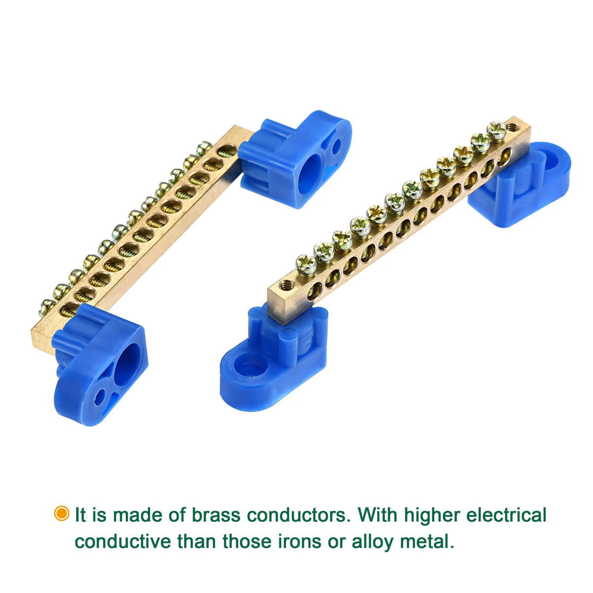 1/2/4Pc Blue Terminal Ground Bar Screw Block Barrier Brass Strip 4/6/8/10/12Positions for Electrical Distribution Box Connection