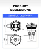 Metal Toggle Rocker Switch On Off 220v 12v 6v 22mm 2NO 4pin Latching Fixed 16A High Current LED Light Switch Car Boat Motorcycle