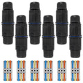 6pcs Upgraded Junction Box Outdoor Waterproof IP68, CDF 3P 3Pole Wire Connector, Replaceable Lever Wire Connectors for AWG 28-12