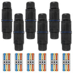 6pcs Upgraded Junction Box Outdoor Waterproof IP68, CDF 3P 3Pole Wire Connector, Replaceable Lever Wire Connectors for AWG 28-12