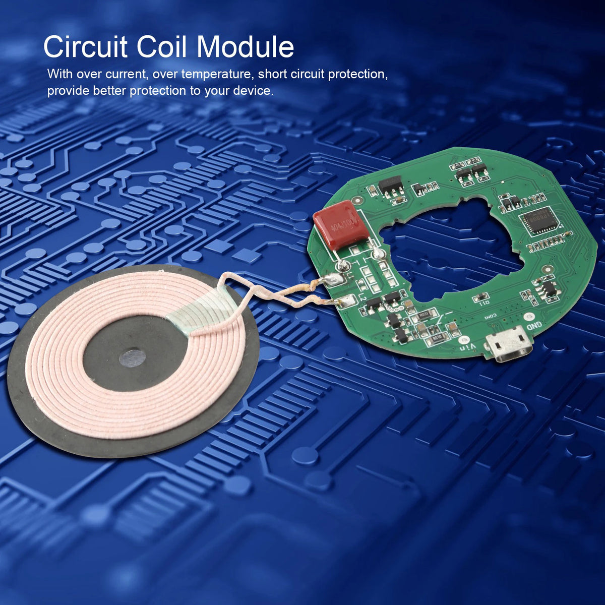 Universal 10W Qi Wireless Fast Charger Module Transmitter PCBA Circuit Board DIY Charging Coil Durable for DIY Electronic Device