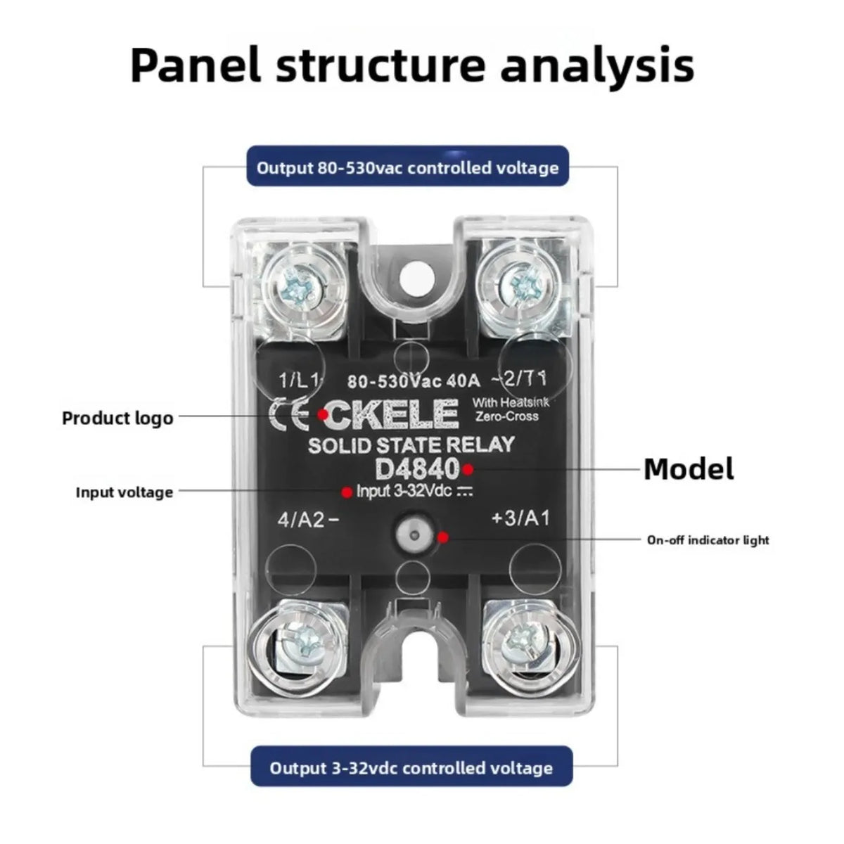 D48 Series SSR Single Phase Solid State Relay DC-AC AC-AC Control Zero Crossing AC Relay Industrial Electronic Switching Module
