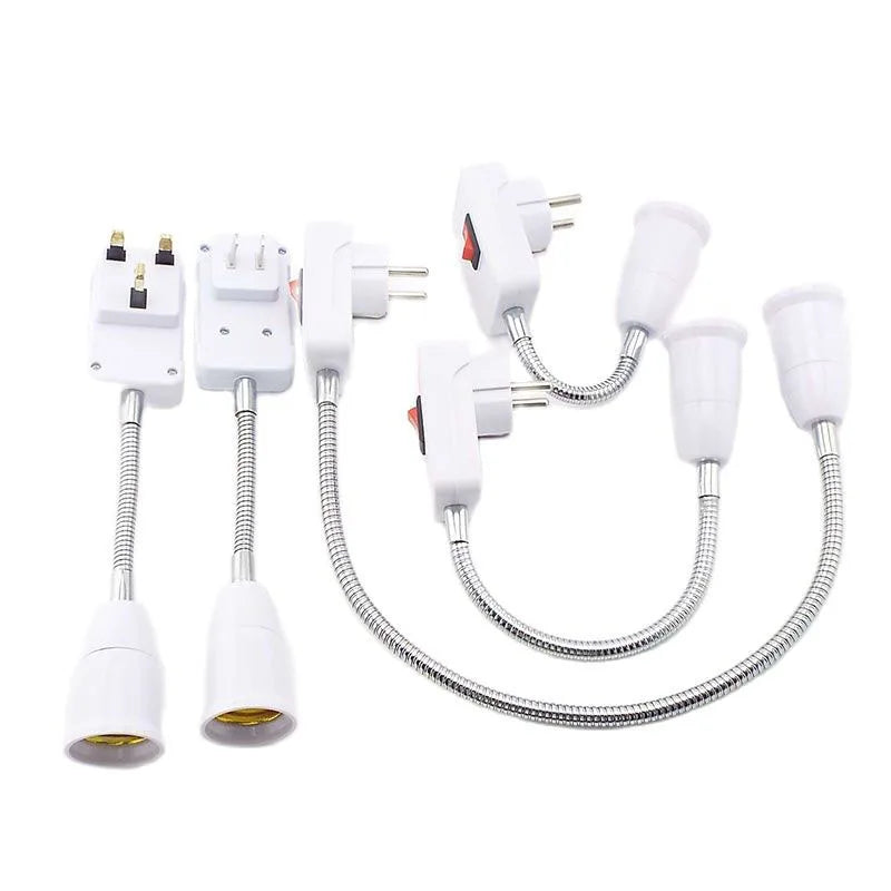 E27 Lamp Base Flexible Bend Mobile Test Light Socket Light Adapter Plug Switch EU US UK Plug Lamp Holder For LED Table Lamp Led