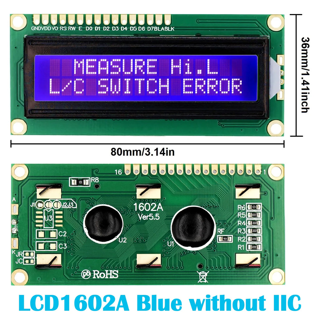 LCD1602 1602 LCD Module 16x2 Character LCD Display PCF8574T PCF8574 IIC I2C Interface 5V Blue / Yellow Green Screen for Arduino
