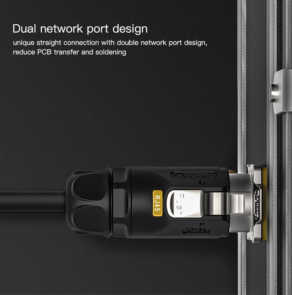 CNLINKO M24 Waterproof IP68 Circular RJ45 Connector 8P8C Cat6 Male/Female Panel Mount for Industrial Automation Marine & Outdoor