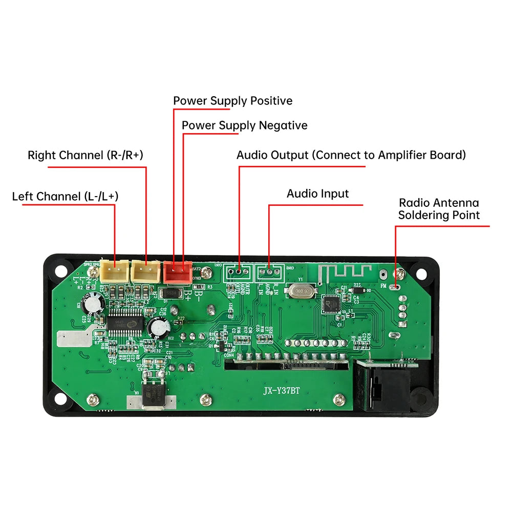 DC 7-24V MP3 Audio Decoder Module Bluetooth 5.0 Lossless Amplifier Decoder Board Music Playback Volume Controller 87.5-107.5MHz