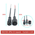 2Pin M8 M10 M12 M14 5521DC Mini Plug Male Female Butt Plug with Wire Solar Light Car PVC Waterproof Connector Plug 5.5x2.1dc