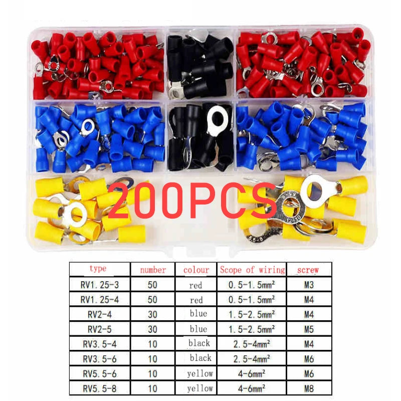 Insulated Cable Connector Electrical Wire Crimp Spade Butt Ring Fork Set Ring Electric Crimp lugs Rolled Terminals Assorted Kit
