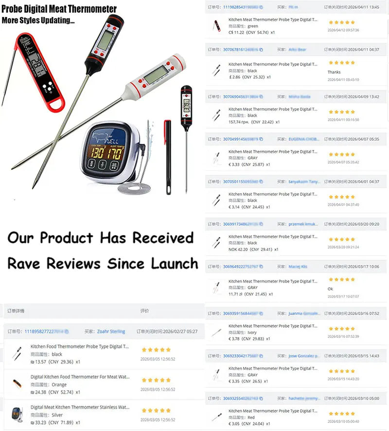 Meat Probe Thermometer Kitchen Food Digital Thermometer Cooking Electronic Temperature Heat Gauge Milk Barbecue Meat Thermometer