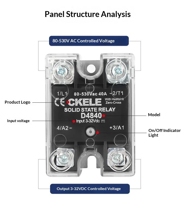 D48 Series SSR Single Phase Solid State Relay DC-AC AC-AC Control Zero Crossing AC Relay Industrial Electronic Switching Module