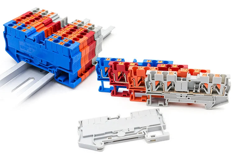 10Pcs PT 2.5-QUATTRO 4-Wire Terminal Block 2.5mm² DIN Rail Spring Clamp Electrical Compact Connections