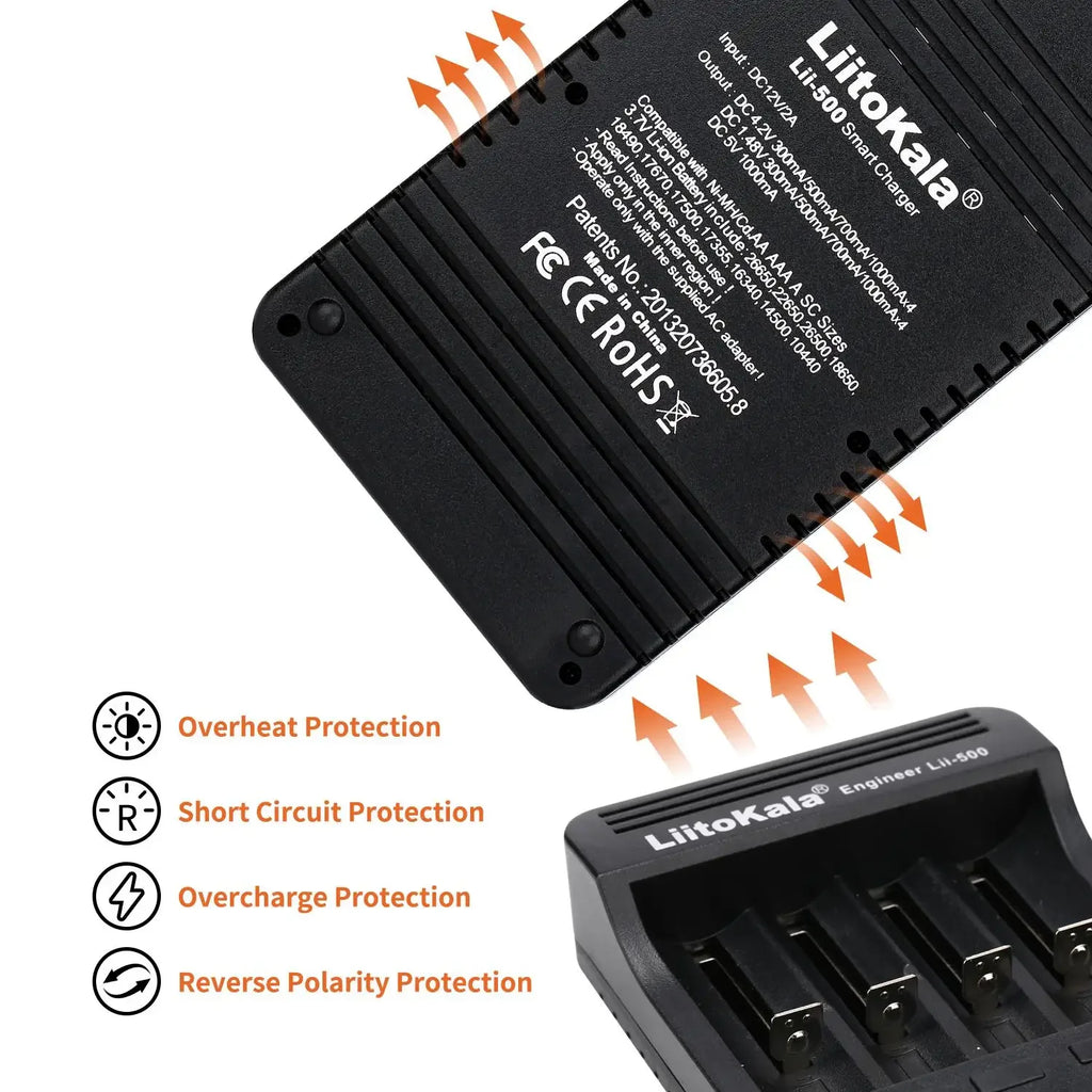 LiitoKala LII-500 Smart Universal LCD Battery Charger for Li-ion Ni Mh AA AAA 10440 14500 16340 17335 17500 18490 17670 18650