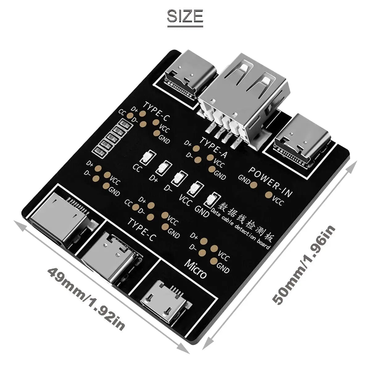 DT3 Data Cable Detection Board Type C USB C Micro USB Cable Tester Detector for Apple IOS Android Fast Quick Charging Lighting