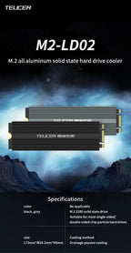 TEUCER SSD Heatsink M.2 NVME Solid State Disk Drive PC Radiator with Thermal Silicone pad for Desktop PC M.2 NVME PS5 Heatsink